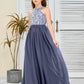 Sleeveless A Line Chiffon Lace Junior Bridesmaid Dress
