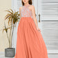 Sleeveless A Line Chiffon Lace Junior Bridesmaid Dress