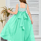 Sleeveless A Line Chiffon Lace Junior Bridesmaid Dress