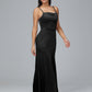 Spaghetti Straps Zipper Back Velvet Bridesmaid Dress With Slit