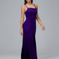 Spaghetti Straps Zipper Back Velvet Bridesmaid Dress With Slit