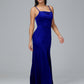 Spaghetti Straps Zipper Back Velvet Bridesmaid Dress With Slit