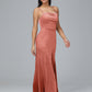 Spaghetti Straps Zipper Back Velvet Bridesmaid Dress With Slit