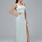 Square Neck Plus Size Velvet Bridesmaid Dress With Slit