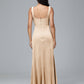 Square Neck Plus Size Velvet Bridesmaid Dress With Slit