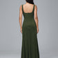 Square Neck Plus Size Velvet Bridesmaid Dress With Slit