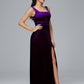 Square Neck Plus Size Velvet Bridesmaid Dress With Slit