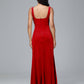 Square Neck Plus Size Velvet Bridesmaid Dress With Slit