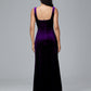 Square Neck Velvet Bridesmaid Dress With Slit