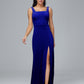 Square Neck Plus Size Velvet Bridesmaid Dress With Slit