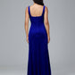 Square Neck Plus Size Velvet Bridesmaid Dress With Slit