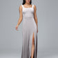 Square Neck Plus Size Velvet Bridesmaid Dress With Slit