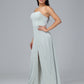 Strapless Plus Size Velvet Bridesmaid Dress With Slit