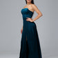 Strapless Velvet Bridesmaid Dress With Slit