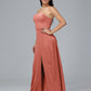 Strapless Velvet Bridesmaid Dress With Slit