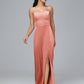 Strapless Velvet Bridesmaid Dress With Slit