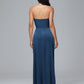 Strapless Velvet Bridesmaid Dress With Slit