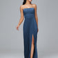 Strapless Velvet Bridesmaid Dress With Slit