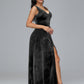 Straps V Neck Plus Size Bridesmaid Dress With Slit