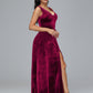 Straps V Neck Plus Size Bridesmaid Dress With Slit