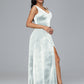 Straps V Neck Plus Size Bridesmaid Dress With Slit