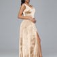 Straps V Neck Plus Size Bridesmaid Dress With Slit