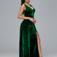 Straps V Neck Plus Size Bridesmaid Dress With Slit