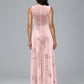 Straps V Neck Plus Size Bridesmaid Dress With Slit