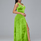 Straps V Neck Plus Size Bridesmaid Dress With Slit