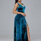 Straps V Neck Plus Size Bridesmaid Dress With Slit