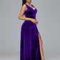 Straps V Neck Plus Size Bridesmaid Dress With Slit