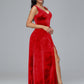 Straps V Neck Plus Size Bridesmaid Dress With Slit
