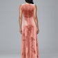 Straps V Neck Plus Size Bridesmaid Dress With Slit