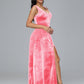 Straps V Neck Plus Size Bridesmaid Dress With Slit