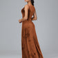 Straps V Neck Plus Size Bridesmaid Dress With Slit