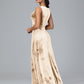 Straps V Neck Plus Size Bridesmaid Dress With Slit