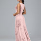 Straps V Neck Plus Size Bridesmaid Dress With Slit