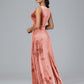 Straps V Neck Plus Size Bridesmaid Dress With Slit