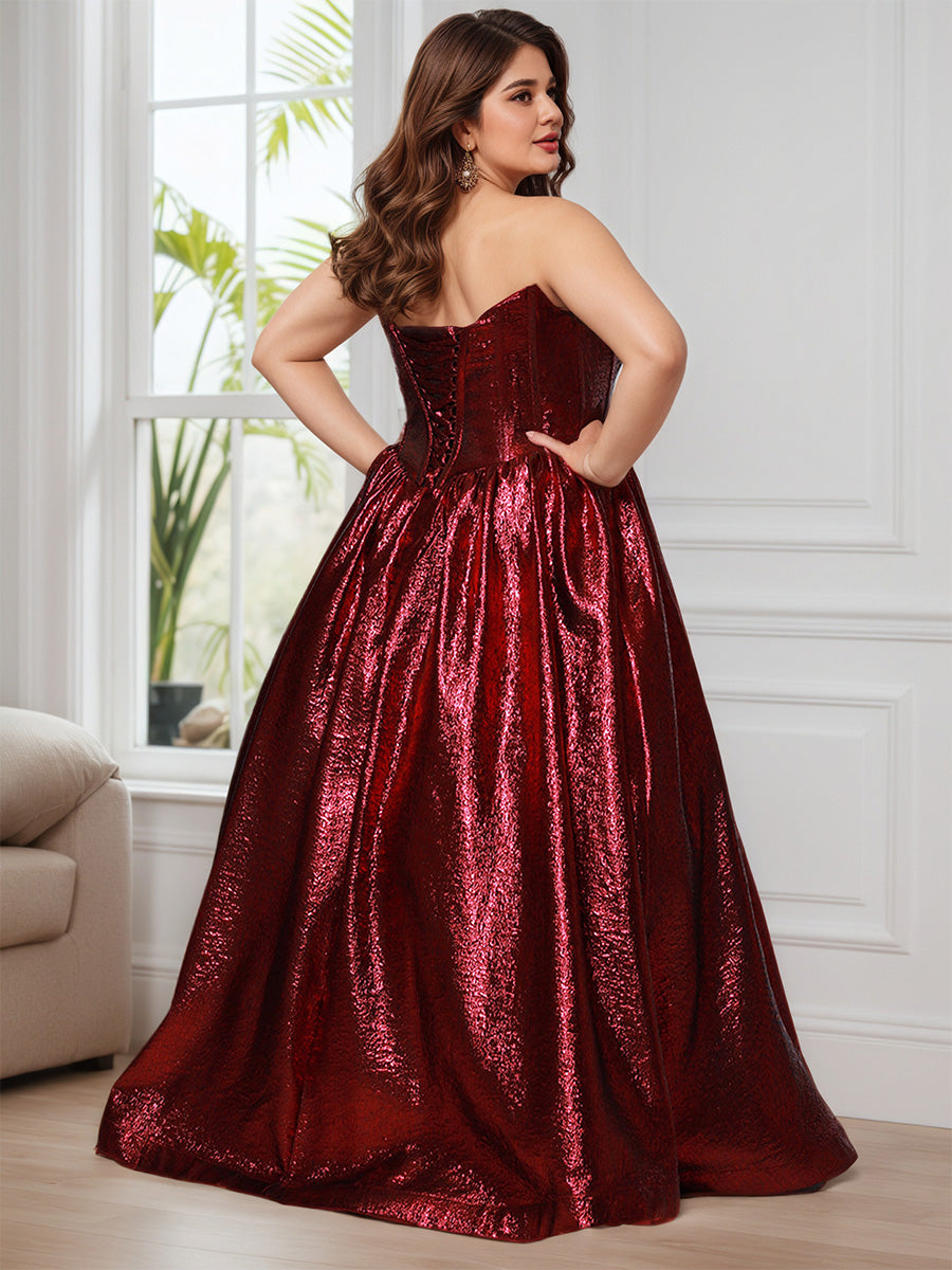 Charming Ball Gown Sstrapess Long Floor Length Plus Size Prom Dress