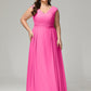 V-back Chiffon Bridesmaid Dress Plus Size