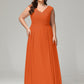 V-back Chiffon Bridesmaid Dress Plus Size