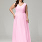 V-back Chiffon Bridesmaid Dress Plus Size