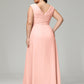 V-back Chiffon Bridesmaid Dress Plus Size