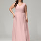 V-back Chiffon Bridesmaid Dress Plus Size