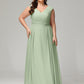 V-back Chiffon Bridesmaid Dress Plus Size