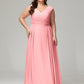 V-back Chiffon Bridesmaid Dress Plus Size