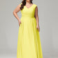 V-back Chiffon Bridesmaid Dress Plus Size