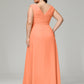 V-back Chiffon Bridesmaid Dress Plus Size