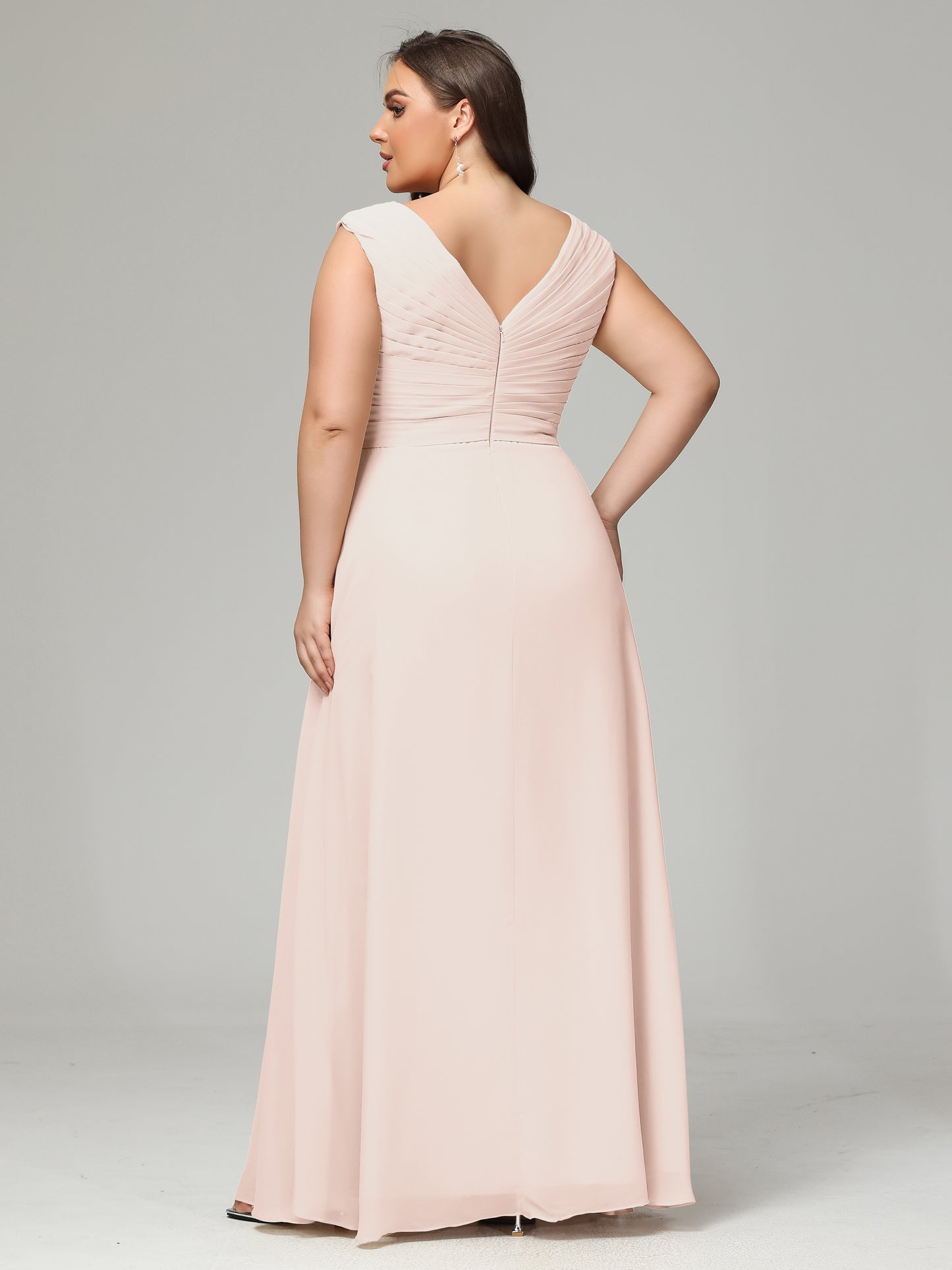 V-back Chiffon Bridesmaid Dress Plus Size