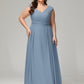 V-back Chiffon Bridesmaid Dress Plus Size